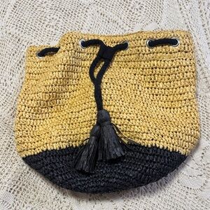 Free People Straw drawstring Bucket Bag